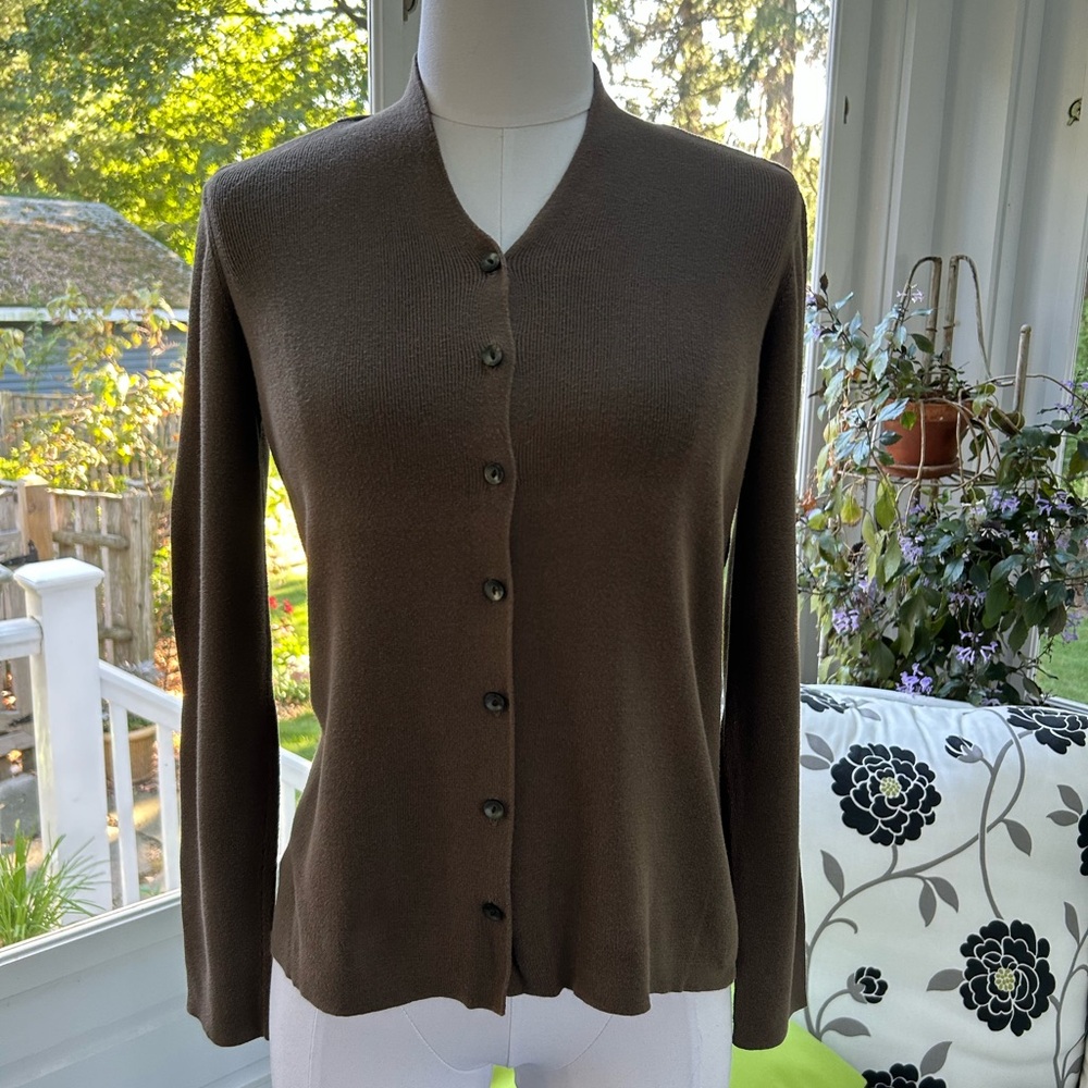 Vintage J Jill Brown Button Up Long Sleeved Cardigan Sweater